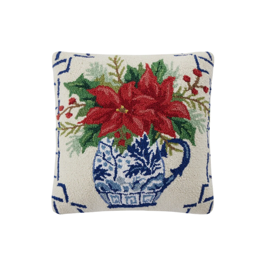 Chinoiserie Poinsetta Hook Pillow