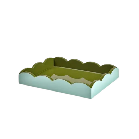 Addison Ross Scalloped Tray- Eau de Nil and Khaki