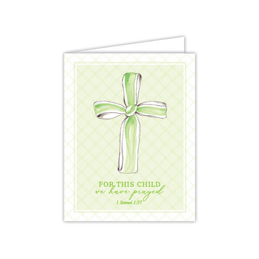 Hand-Painted Green For This Child We have Prayed Greeting Card