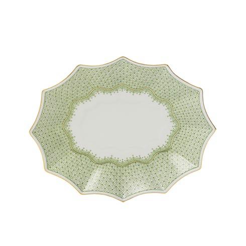 Mottahedeh Lace Apple Green Lace Fluted Tray, Medium
