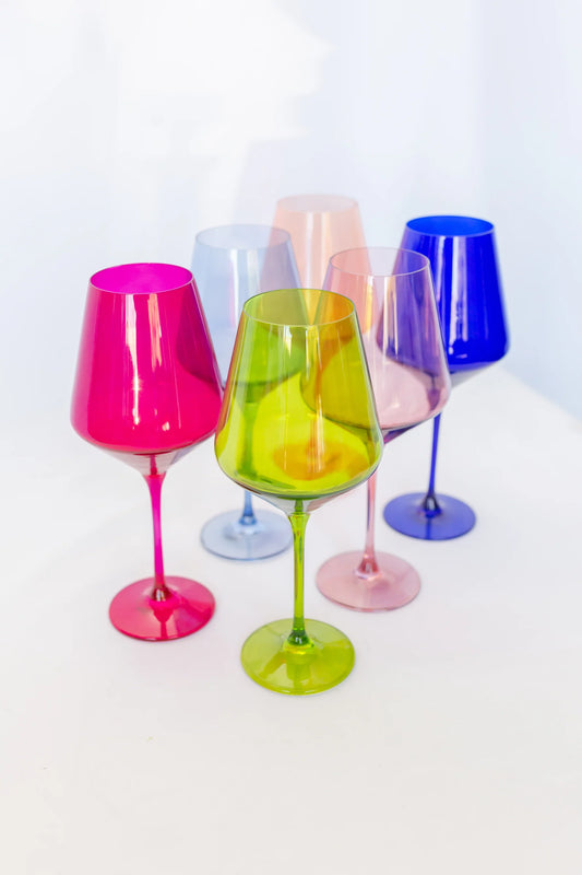 Estelle Set of 6 Mixed Colored Wine Glasses
