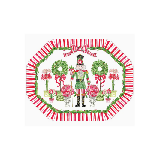Red and Green Poinsettia Nutcracker Posh Die-Cut Placemats
