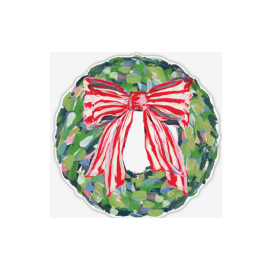 Red and White Striped Bow Wreath Placemats