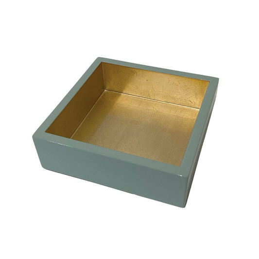 Caspari Celadon With Gold Lacquer Cocktail Napkin Holder