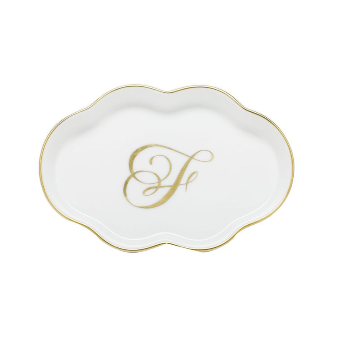 Scalloped Tray with Monogram - F