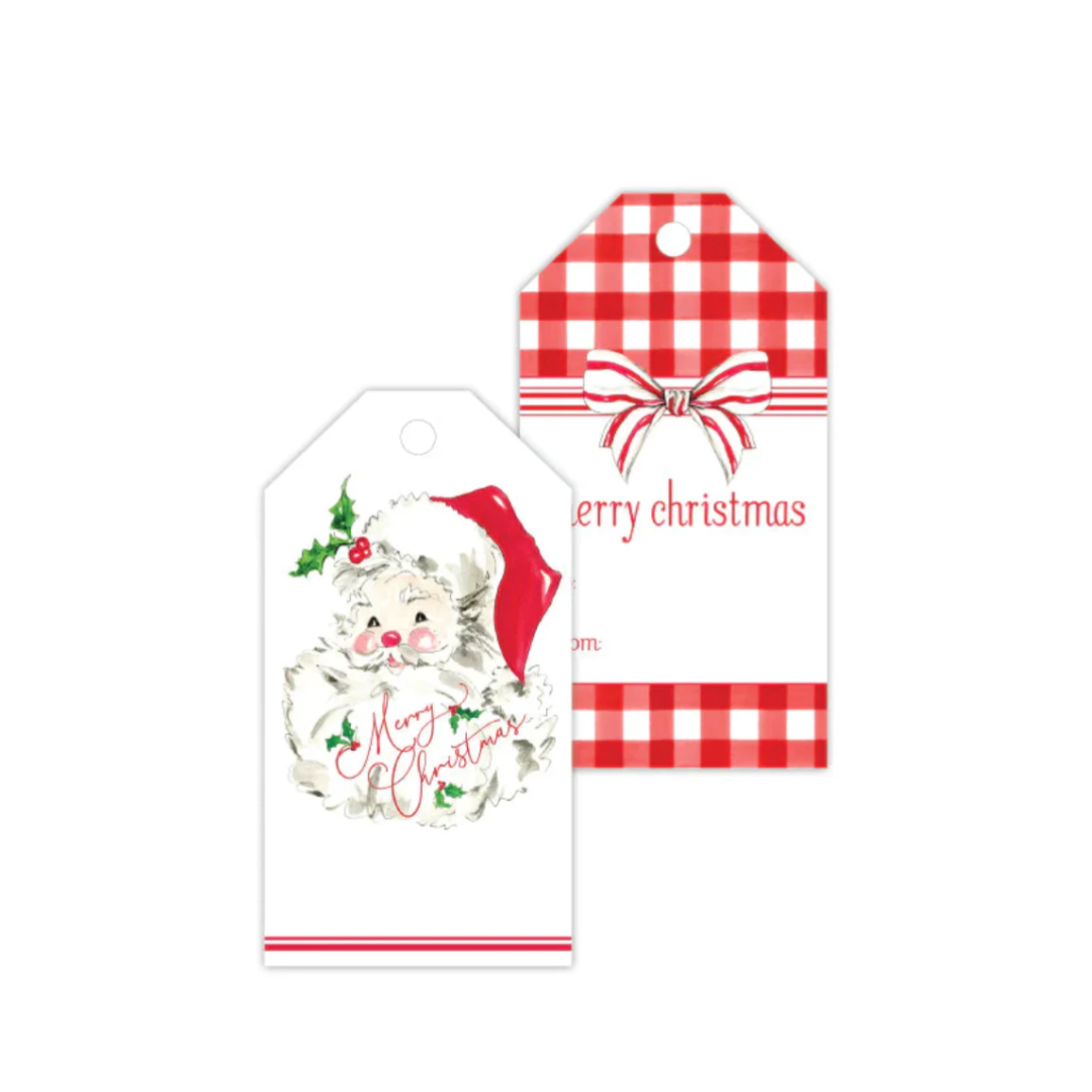 Santa Merry Christmas Handpainted Gift Tags