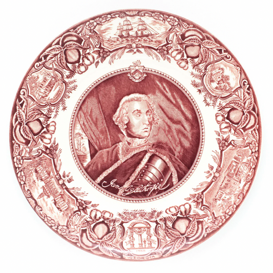 James Oglethorpe- Pink GA Plate #1