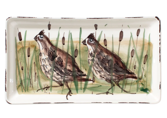 Vietri Wildlife Quail Rectangular Platter