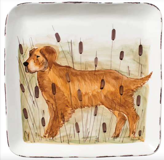 Vietri Wildlife Hunting Dog Large Square Platter
