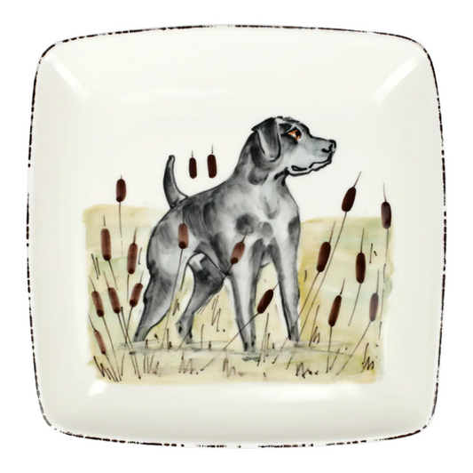 Vietri Wildlife Black Hunting Dog Square Platter