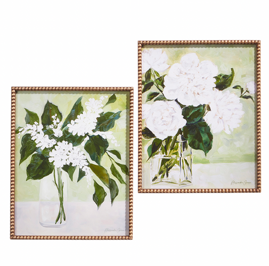 22" White Flowers in Vase Framed Print