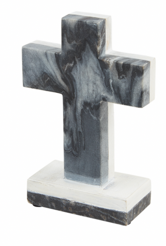 Gray Marble Wood Cross