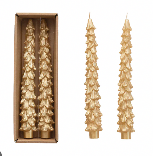 Gold Leaf Tree Candle, Boxed, 11.25"