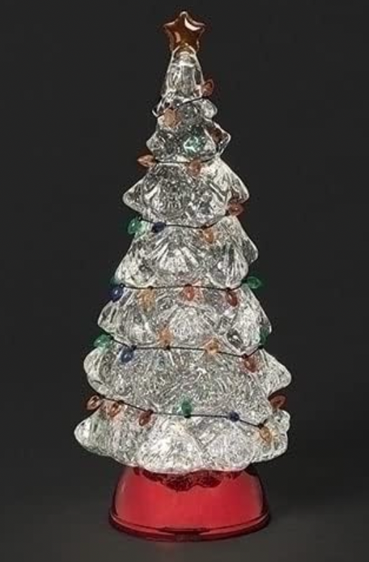 12.5" Lighted Swirl Tree/Bulb and Red Base; Port/Cord