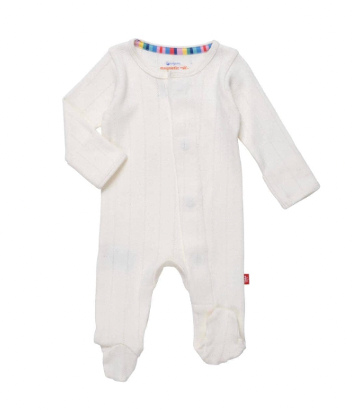 Magnetic Me Love Lines White Pointelle Footie