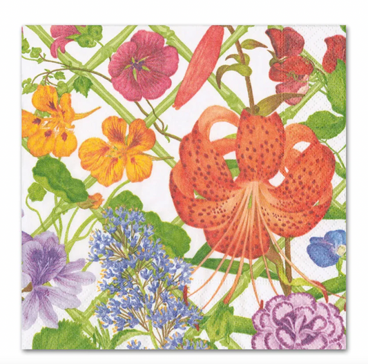 Caspari Floral Trellis Cocktail Napkin