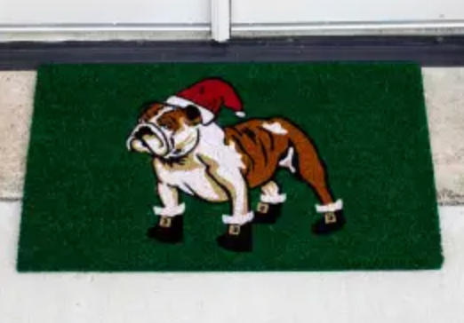 St. Nick Bulldog Coir Doormat Dark Green/Multi 30x18