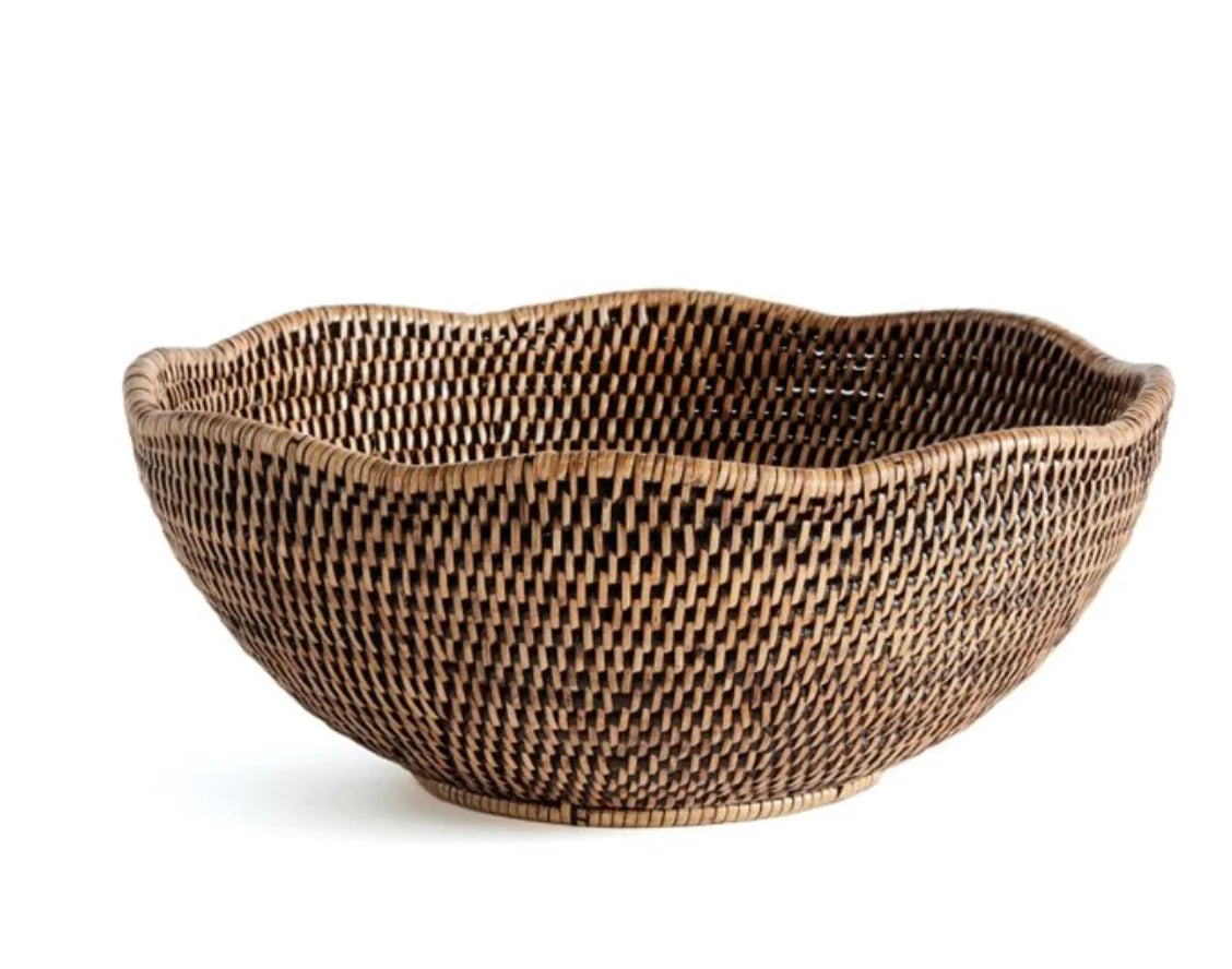 Burma Rattan Scalloped Edge Bowl