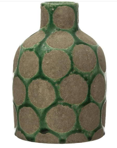 Green Round Terra-cotta Vase - 5.5" Round x 8.75"H