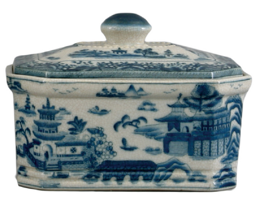 Porcelain Box Blue Willow 9Lx7Wx6H