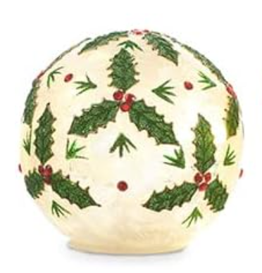 8" Holly Leaf Lighted Ball Small