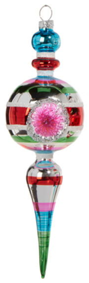 8.5" Striped Vintage Finial Ornament