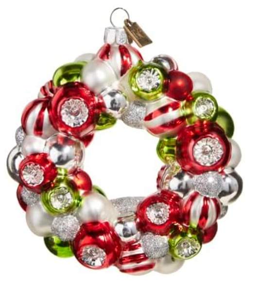 Red, Green, and White Wreath Ornament