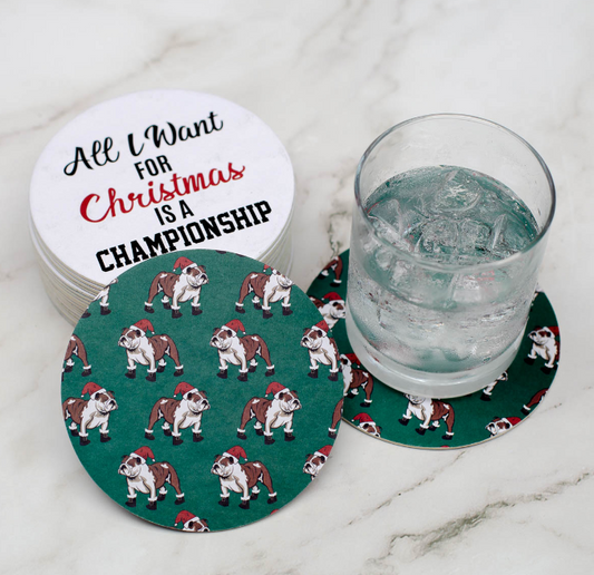 St. Nick Bulldog Reversible Paper Coasters