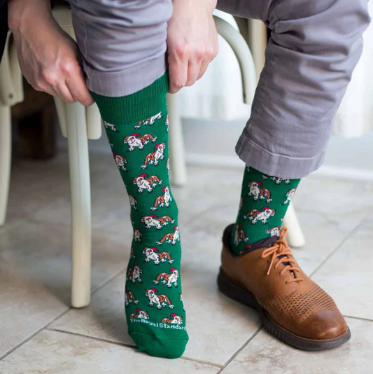 Men's St. Nick Bulldog Socks Green/ Brown/ One Size