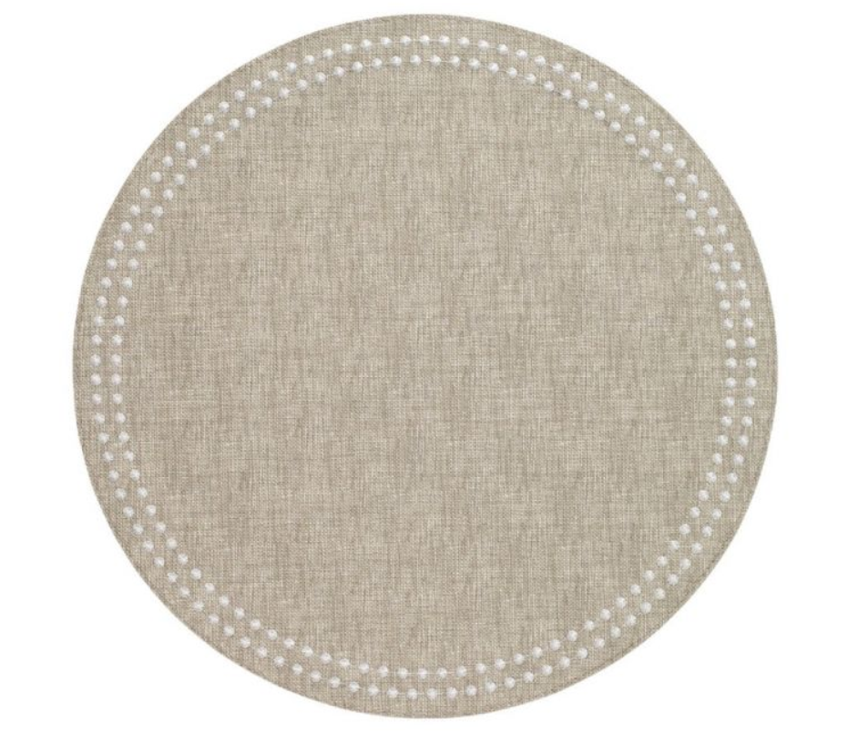 Pearls Beige/White Round Mat