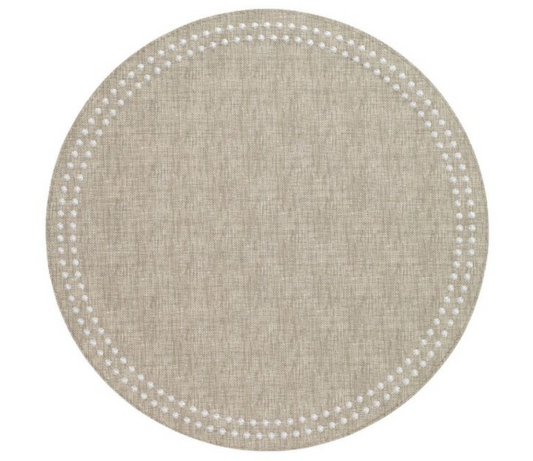 Pearls Beige/White Round Mat