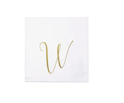 Vietri Papersoft Napkins Gold Monogram Cocktail Napkins - W