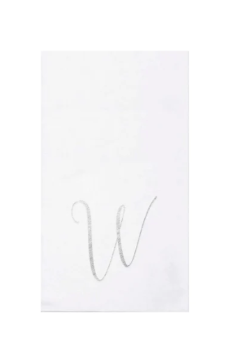 Vietri Papersoft Napkins Silver Monogram Guest Towels - W