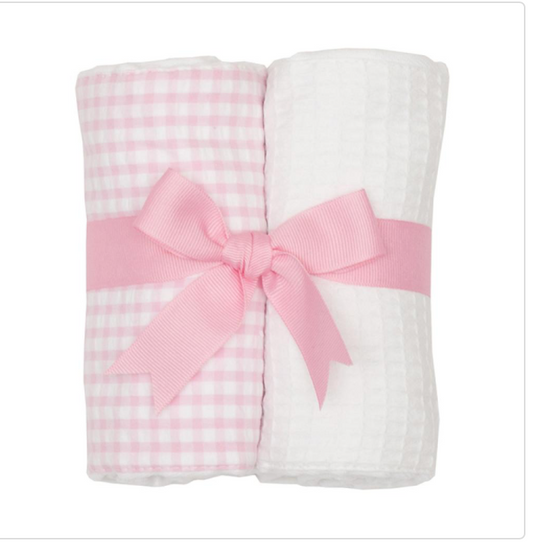 Pink Check Set of Two Burps