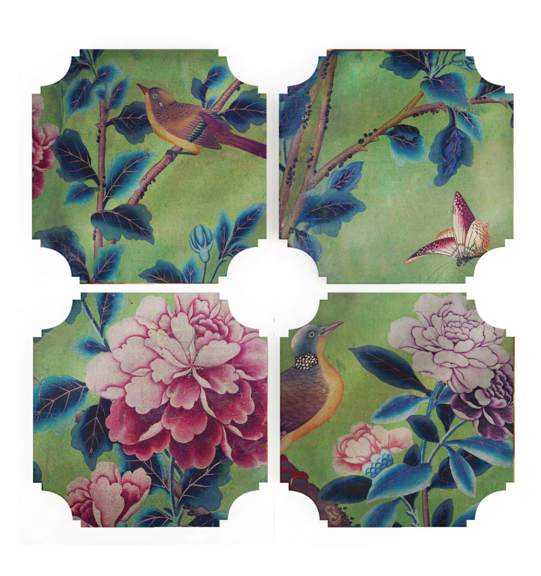 Coasters | Green Chinoiserie, set of four