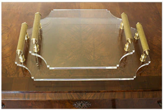 Acrylic Tray with Brass Handles