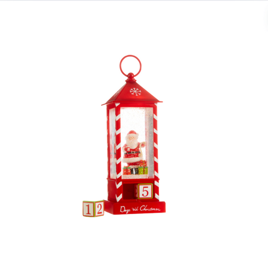 Santa Checking List Lighted Water Advent Lantern