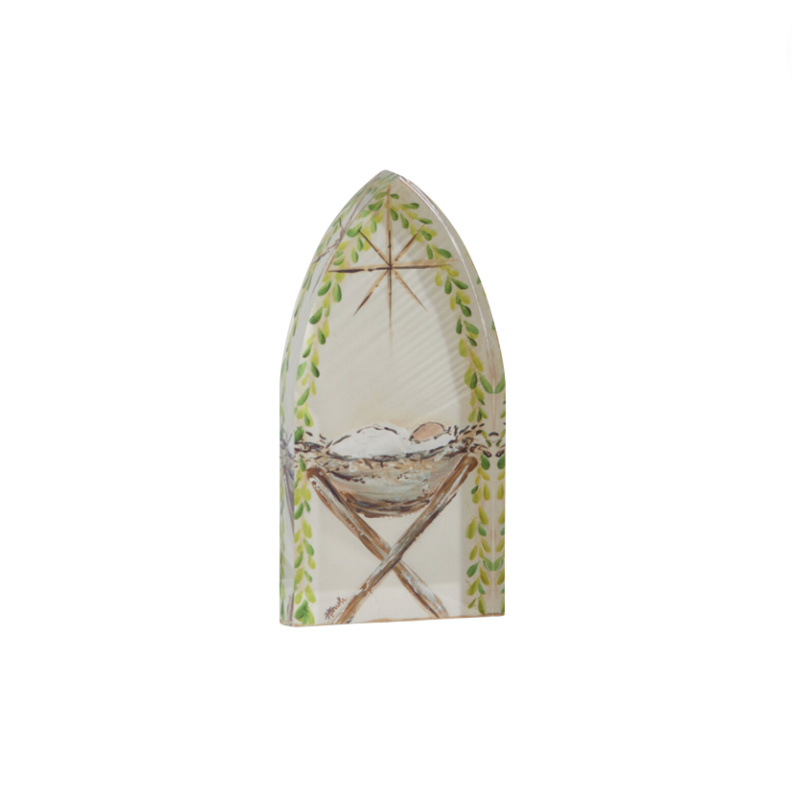 8" Baby Jesus in Manger Acrylic Cut Out Block