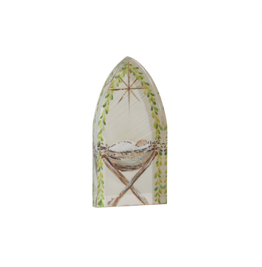 8" Baby Jesus in Manger Acrylic Cut Out Block