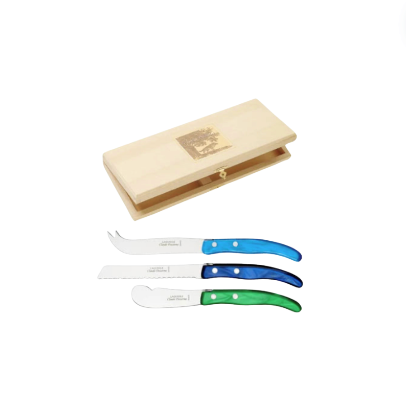 Berlingot 3 Piece Mixed Blue-Green Handle Breakfast Set