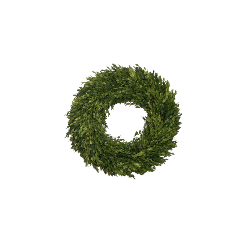 Fig and Dove Round Boxwood Wreath