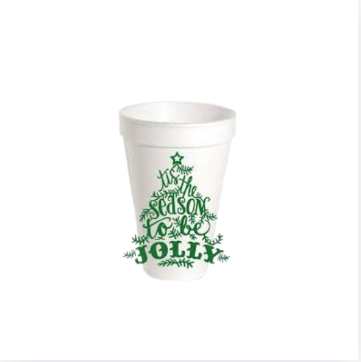 Green 'Tis the Season to be Jolly Styrofoam Cup