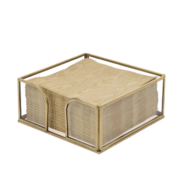 Gold Edge Glass Cocktail Napkin Caddy