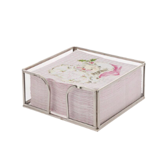 Silver Edge Glass Cocktail Napkin Caddy