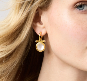 Bamboo Hoop & Charm Earring- Iridescent
