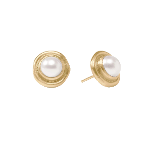 Julie Vos Wave Stone Stud-Pearl-OS