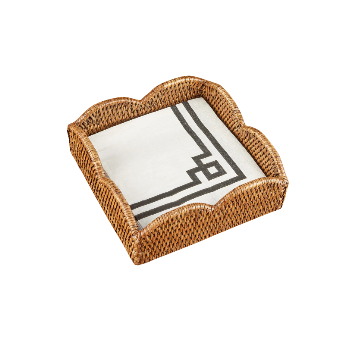 Caspari Rattan Scallop Lunch Napkin Holder