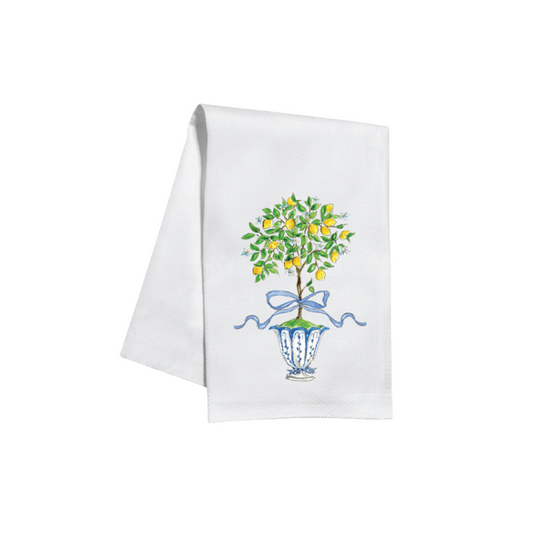 Lemon Topiary in Chinoiserie Pot Kitchen Towel