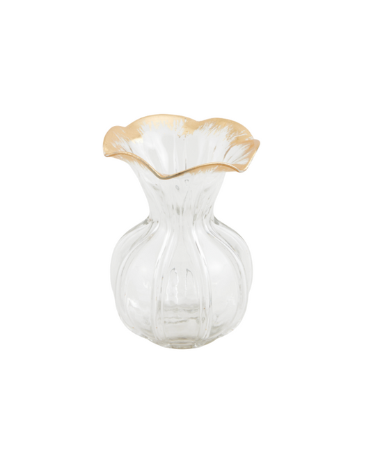 Large Ruffled Gold Vase