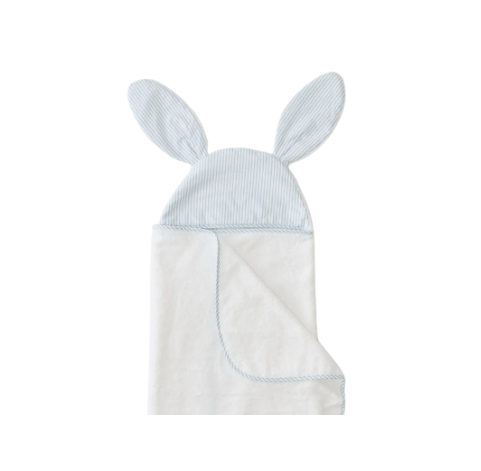 Weezie Kids Towel- Bunny Ears- Blue Stripe